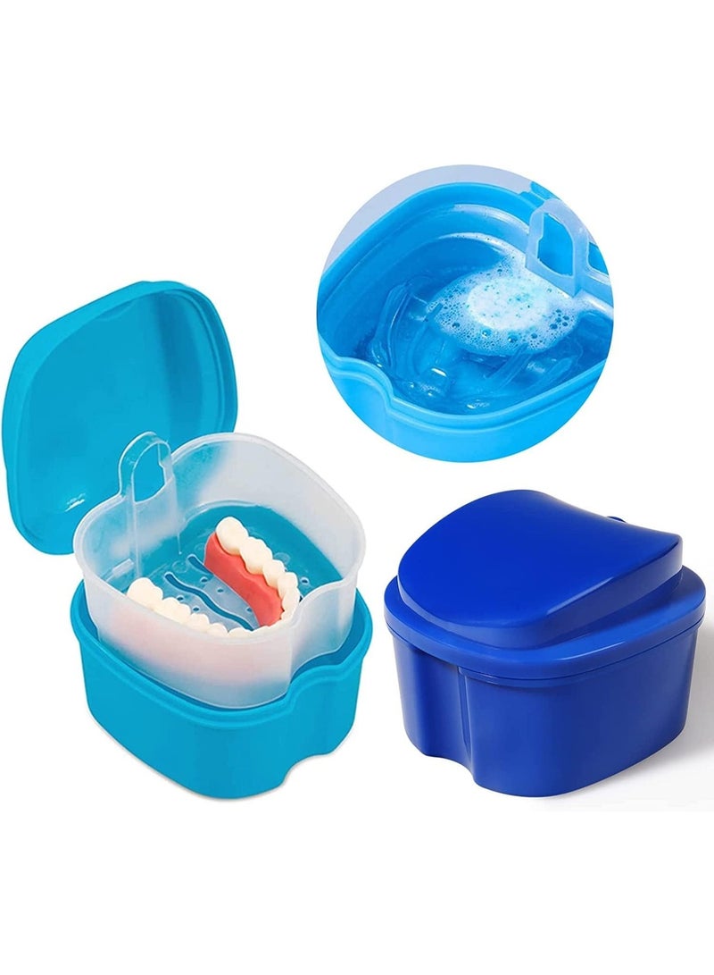 ChicAbode 2PCS Denture Case with Strainer,Denture Cup with Strainer,Denture Bath Box False Teeth Storage Box with Basket Net Container Holder for Trave, Dentures Box, Dental Retainer Container, Denture Bath - Image 1